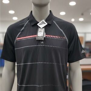 Adidas Men's Black Polo with Red and Gray Accents